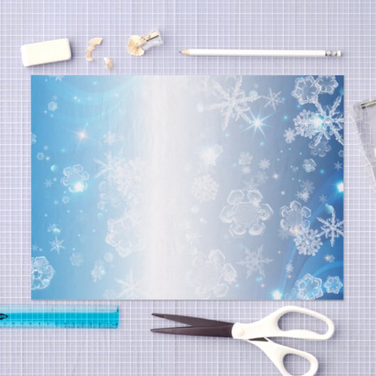 Shiny Blue Winter Wonderland Crystal Snowflakes Tissuepapier (Craft)