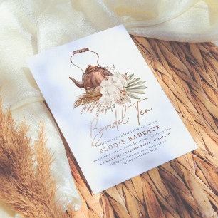 Shiny Boho Floral Pampas Grass Tea Vrijgezellenfee Folie Uitnodiging