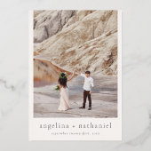 Shiny Boho Minimalist Roos Arch & Photo Wedding Folie Uitnodiging (Achterkant)