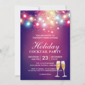 Shiny Bokeh String Lights Holiday Cocktail Party Kaart (Voorkant)