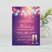 Shiny Bokeh String Lights Holiday Cocktail Party Kaart (Staand voorkant)