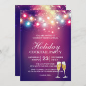 Shiny Bokeh String Lights Holiday Cocktail Party Kaart (Voorkant / Achterkant)