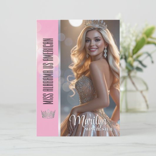 Shiny Bubbles Pageant Autograph Card Template (Staand voorkant)