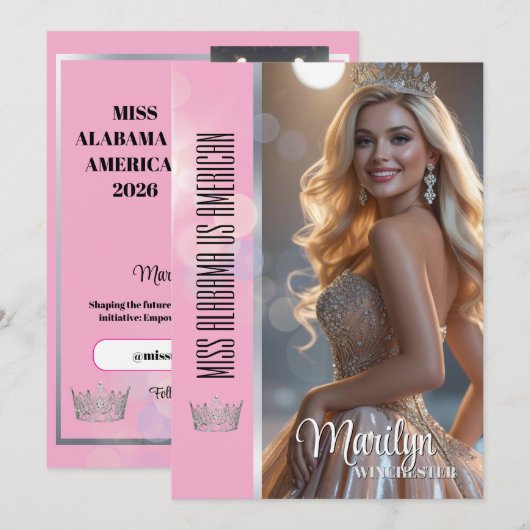 Shiny Bubbles Pageant Autograph Card Template (Voorkant / Achterkant)