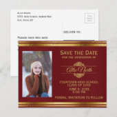 Shiny Burgundy and Gold Photo Afstuderen Briefkaart (Voorkant / Achterkant)