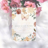 Shiny Butterfly Kisses & Wishes Girl Baby shower Folie Uitnodiging