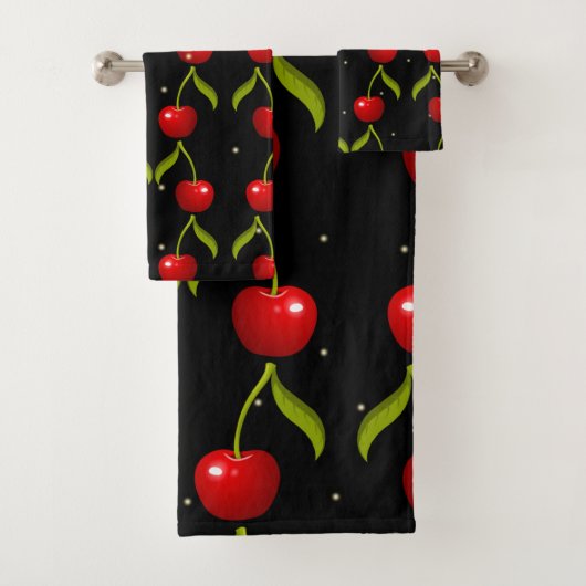 Shiny Cherries Pattern Bad Handdoek (Insitu)