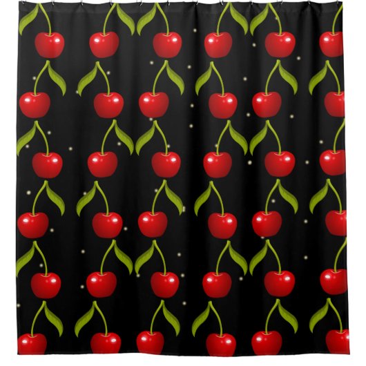 Shiny Cherries Pattern Douchegordijn (Voorkant)