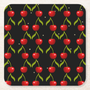Shiny Cherries Pattern Kartonnen Onderzetters