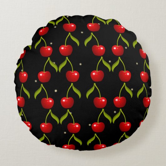 Shiny Cherries Pattern Rond Kussen (Voorkant)
