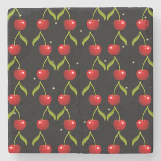 Shiny Cherries Pattern Stenen Onderzetter (Voorkant)