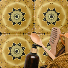 Shiny Chic Elegant Gold en Black Star Arabesque Tegeltje