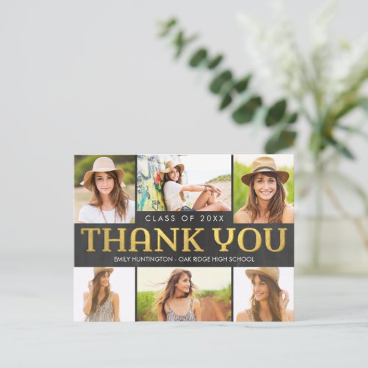 Shiny Collage Modern Afstuderen Bedankt Briefkaart (Staand voorkant)