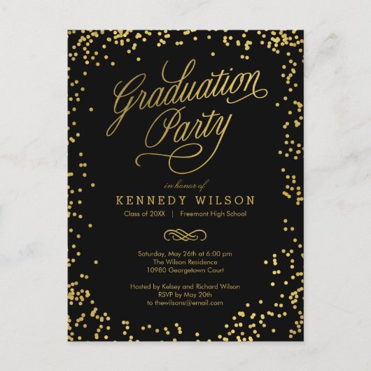 Shiny Confetti Afstuderen Invitation Briefkaart (Voorkant)