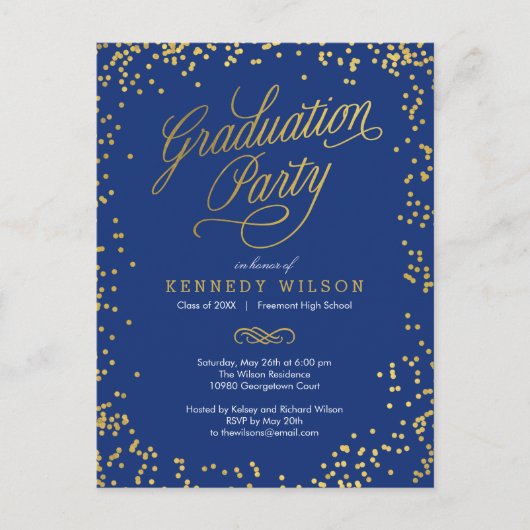 Shiny Confetti Afstuderen Invitation Briefkaart (Voorkant)