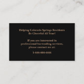 Shiny Copper & Black Event Bartender Business Card Visitekaartje (Achterkant)