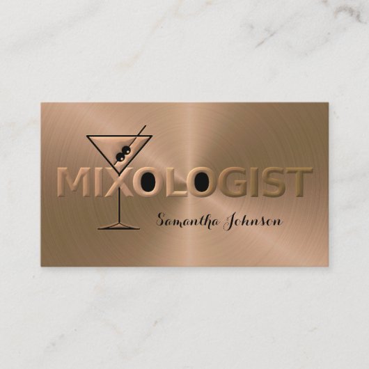 Shiny Copper & Black Event Bartender Business Card Visitekaartje (Voorkant)