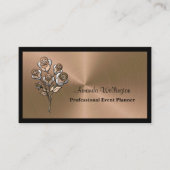 Shiny Copper Floral Event Planner Business Card Visitekaartje (Voorkant)