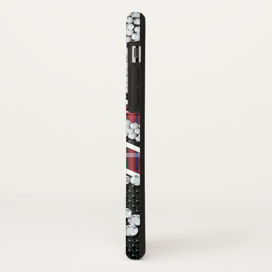 Shiny Diamond Skull Black Red Grid Case-Mate iPhone Case (Achterkant/links)