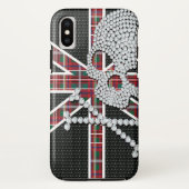 Shiny Diamond Skull Black Red Grid Case-Mate iPhone Case (Achterkant)