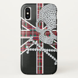 Shiny Diamond Skull Black Red Grid Case-Mate iPhone Case