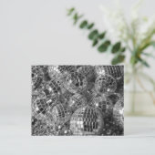 Shiny Disco Ball Ornamenten Black en White Photo Briefkaart (Staand voorkant)