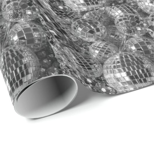 Shiny Disco Ball Ornamenten Black en White Photo Cadeaupapier (Rol Hoek)