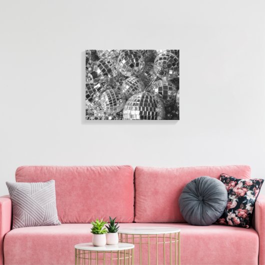 Shiny Disco Ball Ornamenten Black en White Photo Canvas Afdruk (Insitu (Woonkamer))