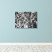 Shiny Disco Ball Ornamenten Black en White Photo Canvas Afdruk (Insitu (Houten vloer))