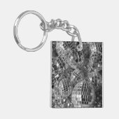 Shiny Disco Ball Ornamenten Black en White Photo Sleutelhanger (Voorkant Links)
