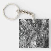 Shiny Disco Ball Ornamenten Black en White Photo Sleutelhanger (Voorkant)