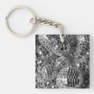 Shiny Disco Ball Ornamenten Black en White Photo Sleutelhanger