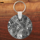 Shiny Disco Ball Ornamenten Black en White Photo Sleutelhanger (Voorkant)