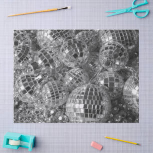 Shiny Disco Ball Ornamenten Black en White Photo Tissuepapier