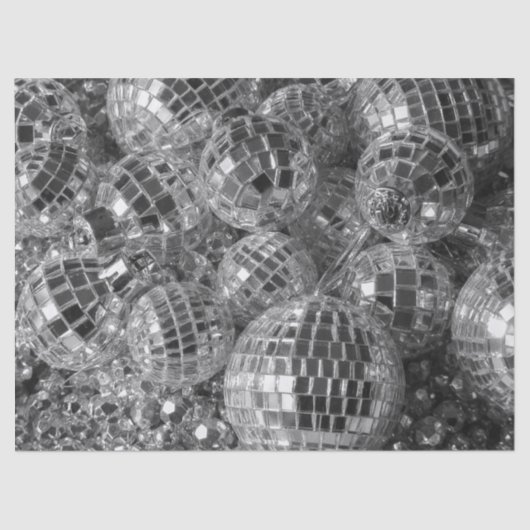 Shiny Disco Ball Ornamenten Black en White Photo Tissuepapier (Voorkant)
