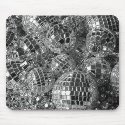 Shiny Disco Ball Ornaments Black and White Photo Muismat (Voorkant)