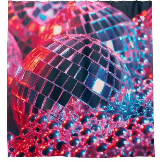 Shiny disco party background with mirror balls ref douchegordijn (Voorkant)