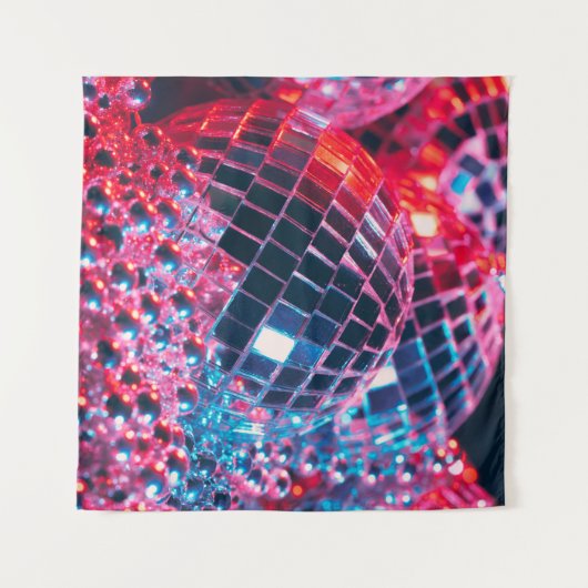 Shiny disco party background with mirror balls ref wandkleed (Voorkant (horizontaal))