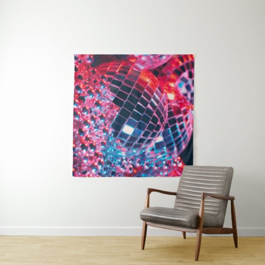 Shiny disco party background with mirror balls ref wandkleed (In Situ (horizontaal))