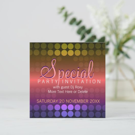 Shiny Disco Stippen Special Party Invitation Kaart (Staand voorkant)