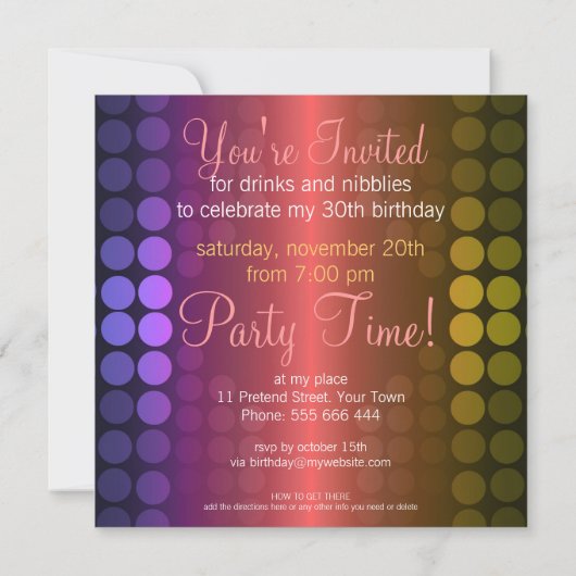 Shiny Disco Stippen Special Party Invitation Kaart (Achterkant)