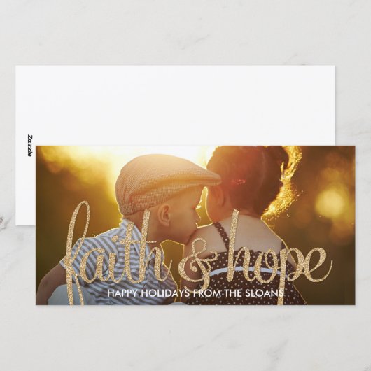Shiny Faith & Hope Holiday Photo Card Feestdagenkaart (Voorkant / Achterkant)