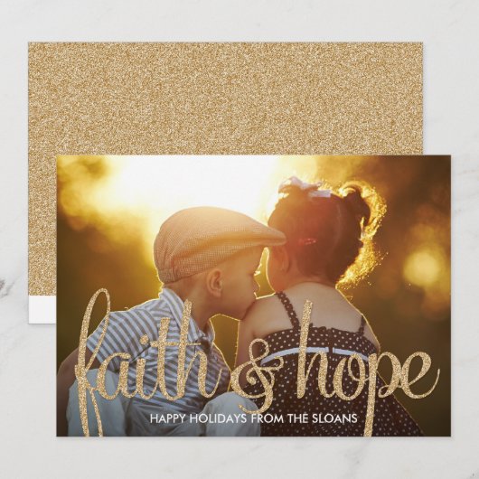 Shiny Faith & Hope Holiday Photo Card Feestdagenkaart (Voorkant / Achterkant)