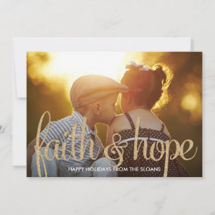 Shiny Faith & Hope Holiday Photo Card Feestdagenkaart