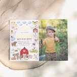 Shiny Farm Animals Bash Verjaardagsfeestfoto Folie Uitnodiging<br><div class="desc">Voeg wat glans toe aan je verjaardagsuitnodigingen met echte gouden, zilveren of rozen gouden folie! Vier de grote dag van je kleine boer met deze uitnodiging voor een verjaardagsfeestje! De linkerkant van deze verjaardagsfeestuitnodiging heeft een lijst vol charmante boerderijen dierenillustraties. Er zijn twee kleine varkenjes, een familie van eenden, koeien,...</div>