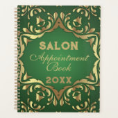 Shiny Faux Gold Ornamenten op Emerald Green Jaarli Planner (Voorkant)