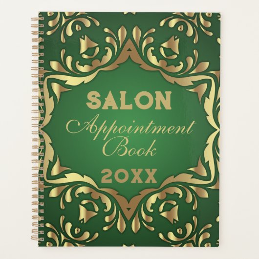 Shiny Faux Gold Ornamenten op Emerald Green Jaarli Planner (Voorkant)