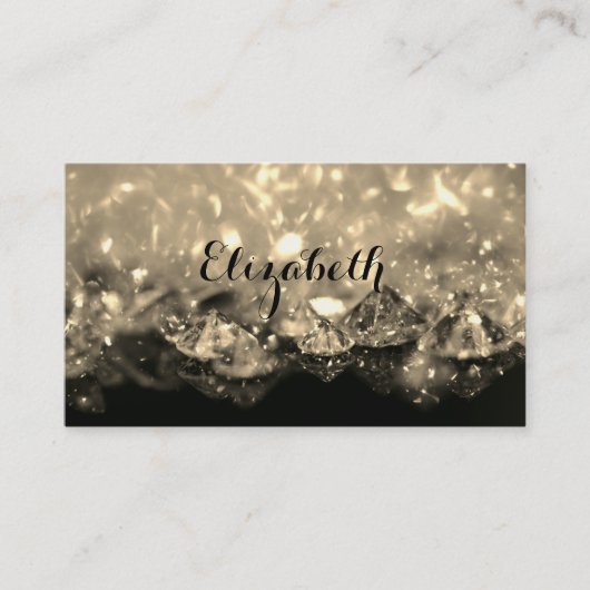 Shiny Festive Elegant Diamonds Black en Sepia Visitekaartje (Voorkant)