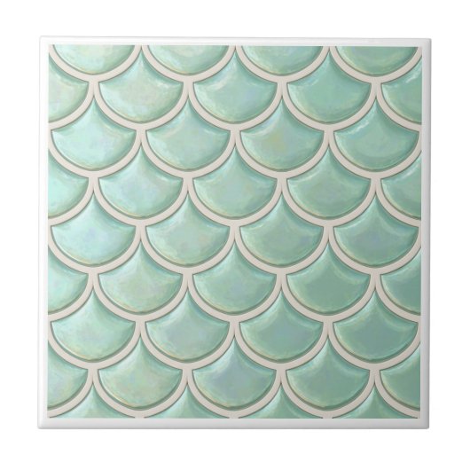 Shiny Fish Scale Pattern Mint Green ID1199 Tegeltje (Voorkant)