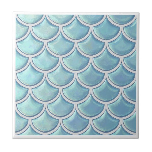 Shiny Fish Scale Pattern Sky Blue ID1199 Tegeltje (Voorkant)
